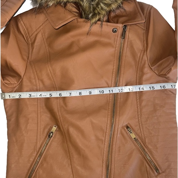 Love Tree Women's Moto Jacket Brown Faux Leather Full Zipper Size Medium - Picture 6 of 11
